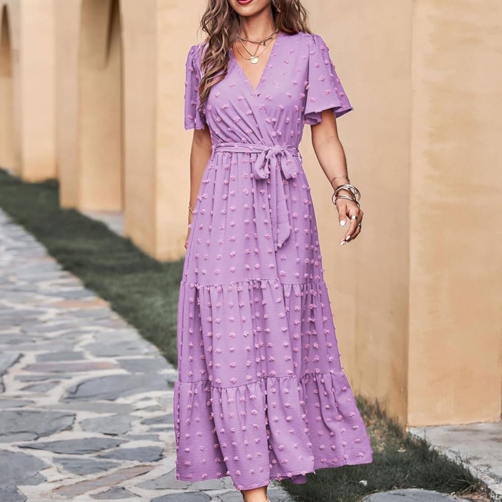 Elegant Purple Lavender Wrap Dress Size Medium